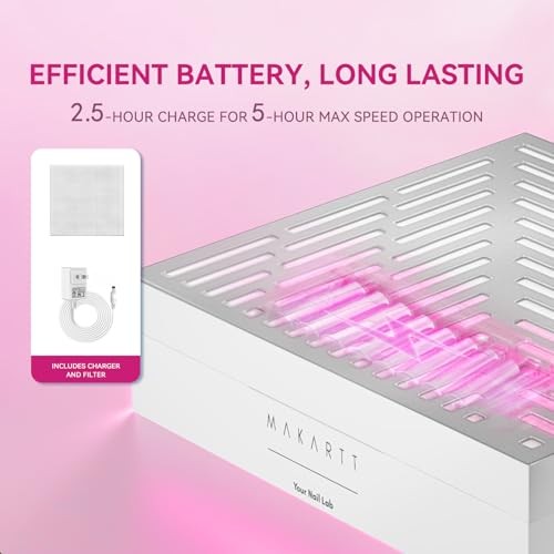 Makartt Rechargeable Nail Dust Collector Ultra Thin Portable White