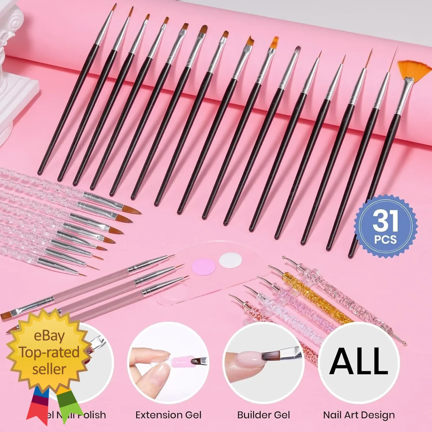 Beetles 31PCS Nail Art Brushes Dotting Tools Liner Pens Manicure Set