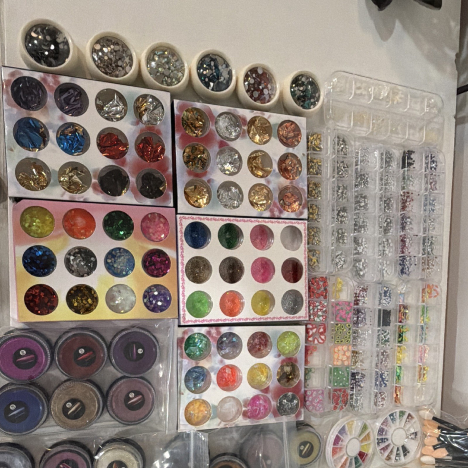 Multicolor Nail Art Kit with Glitter, Rhinestones, Foil, Assorted Tools