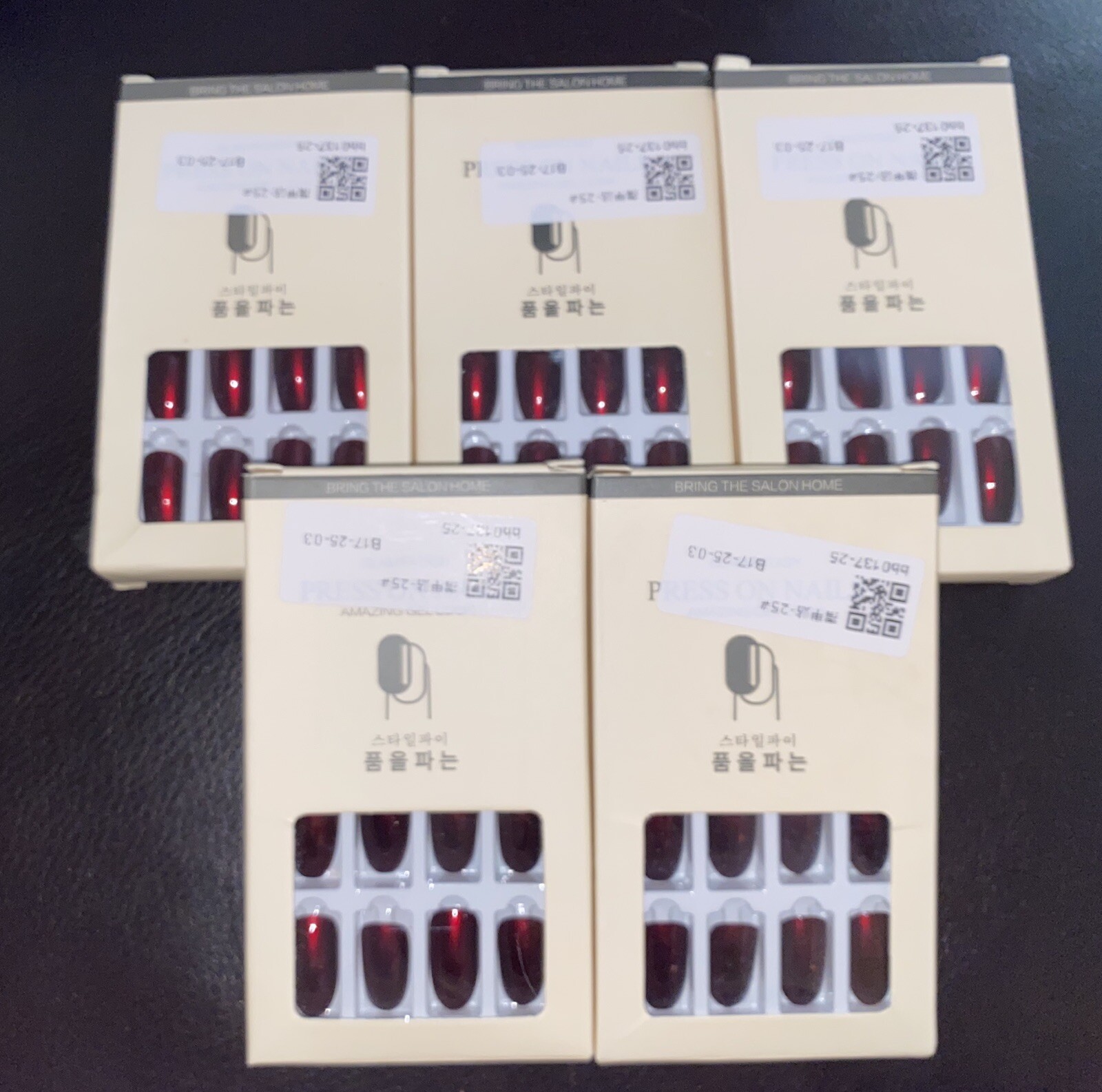 Gorgeous Shiny Deep Red Full Cover Nails 5 Boxes of 24(120)!! Glue or Tape On!