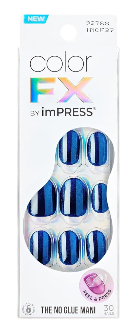imPRESS Color FX 30 Press On Nails Reconnect Blue Pearlescent No Glue Mani 93788