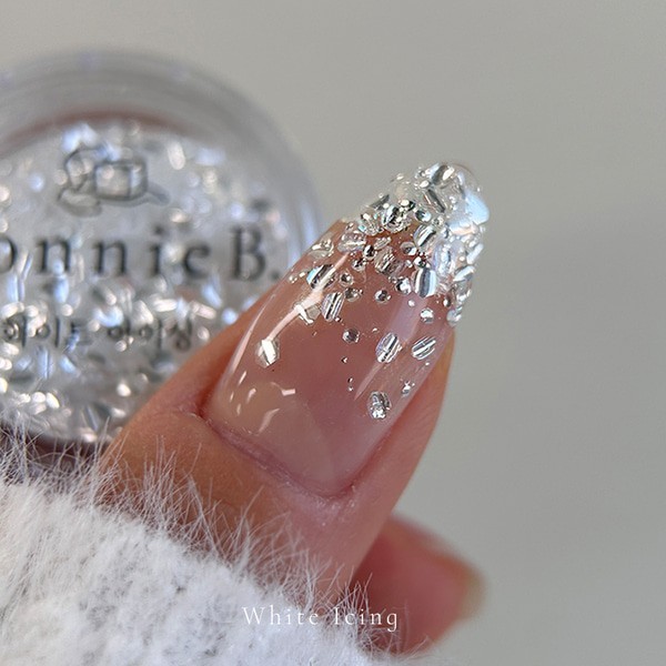 Bonnie B White Icing Nail Glitter Aurora Clear Ice Effect Chunky Mix Nail Art
