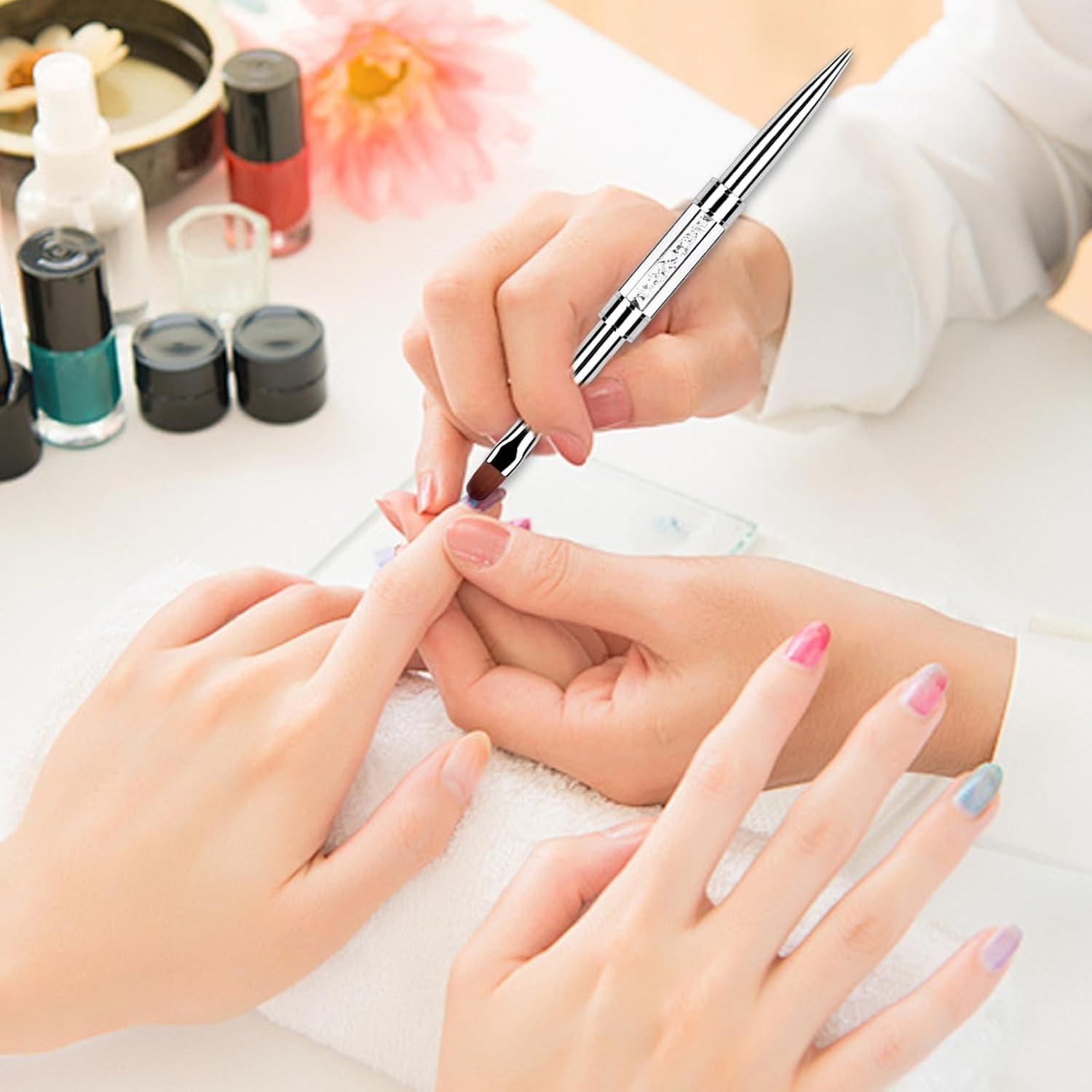 1 pincel de doble punta para unas de gel duro para gel constructor y poligel