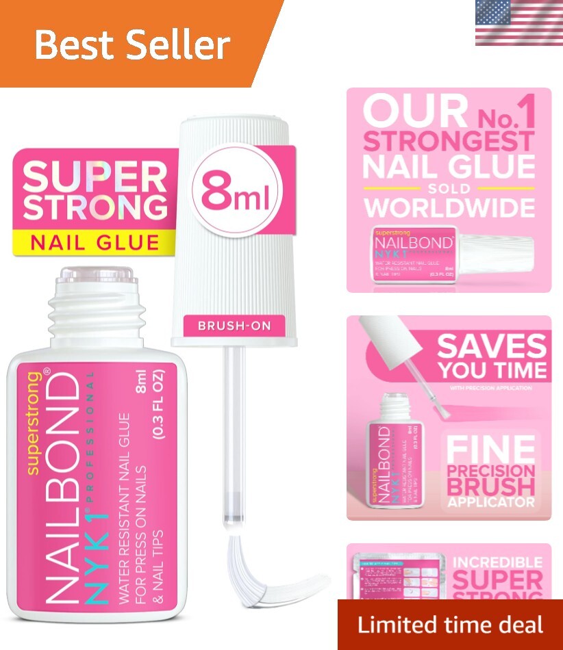 Maximum Strength Nail Glue 8ml – Super Strong Brush On for Press Ons & Acrylics