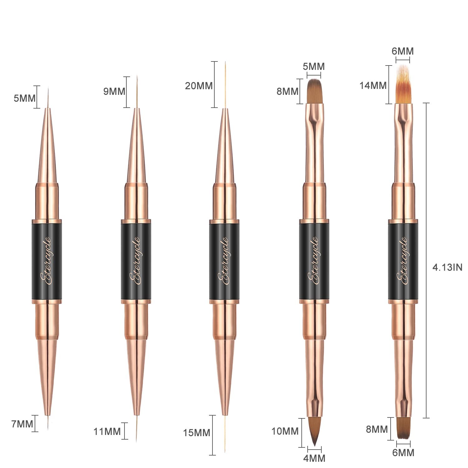 Double-Ended Acrylic Nail Art Brushes Set, Gel Polish Nail Art Design Pen Pai…