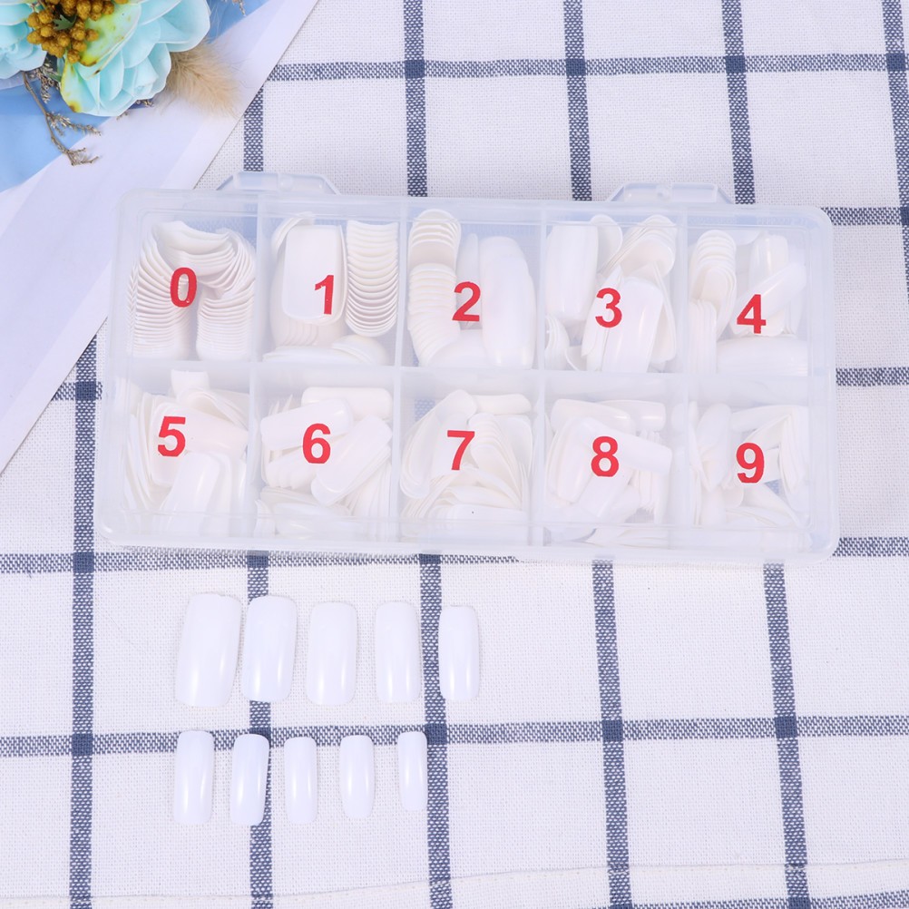 500Pcs Reusable ABS Artificial Nail Tips Full Cover White for DIY Use
