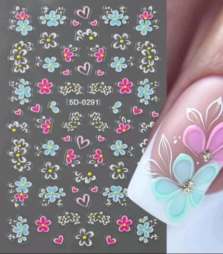 Irregular Shape Semi-matte Finish Self-adhesive Plastic Nail Art Stickers Flower