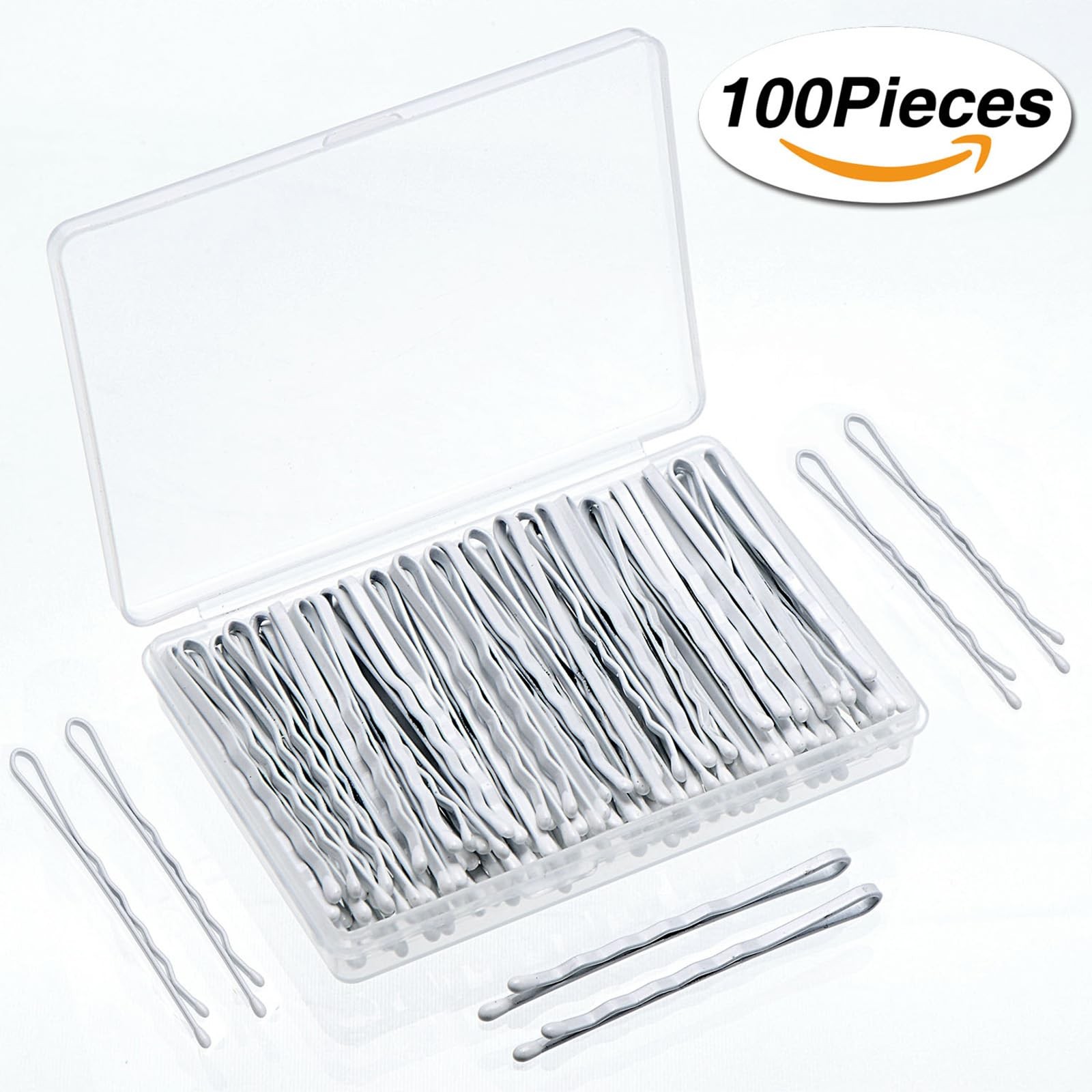 Hicarer 100 Pieces White Bobby Pins 2.2 Inch 100 Count (Pack of 1),