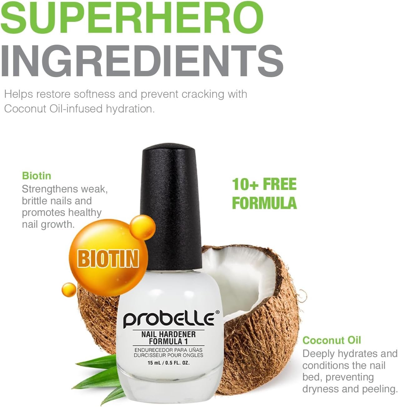 Probelle Nail Hardener Formula 1 – Repair Damaged Nails, Extra Strong Nail Growt