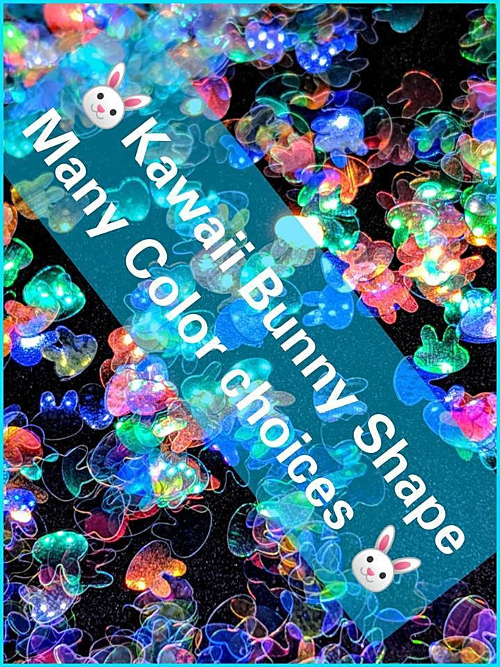 KAWAII BUNNY Shape Glitter~U Choose~Nail Art•Acrylic•Gel•Body Art•Festival•Craft