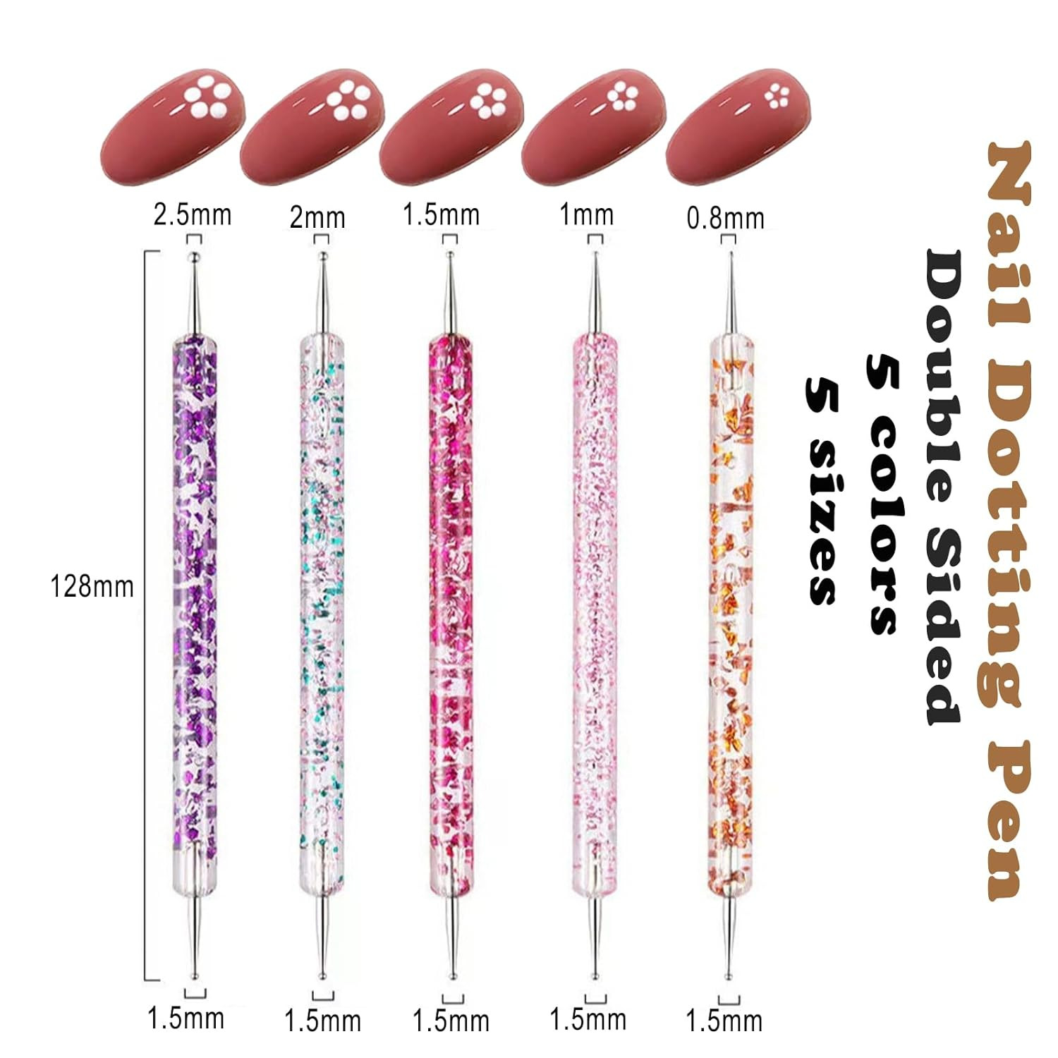 Nail Art Tool, 5 Pcs Nail Dotting Pens, 3 Pcs Nail Brushes and Nail Liner Pens,