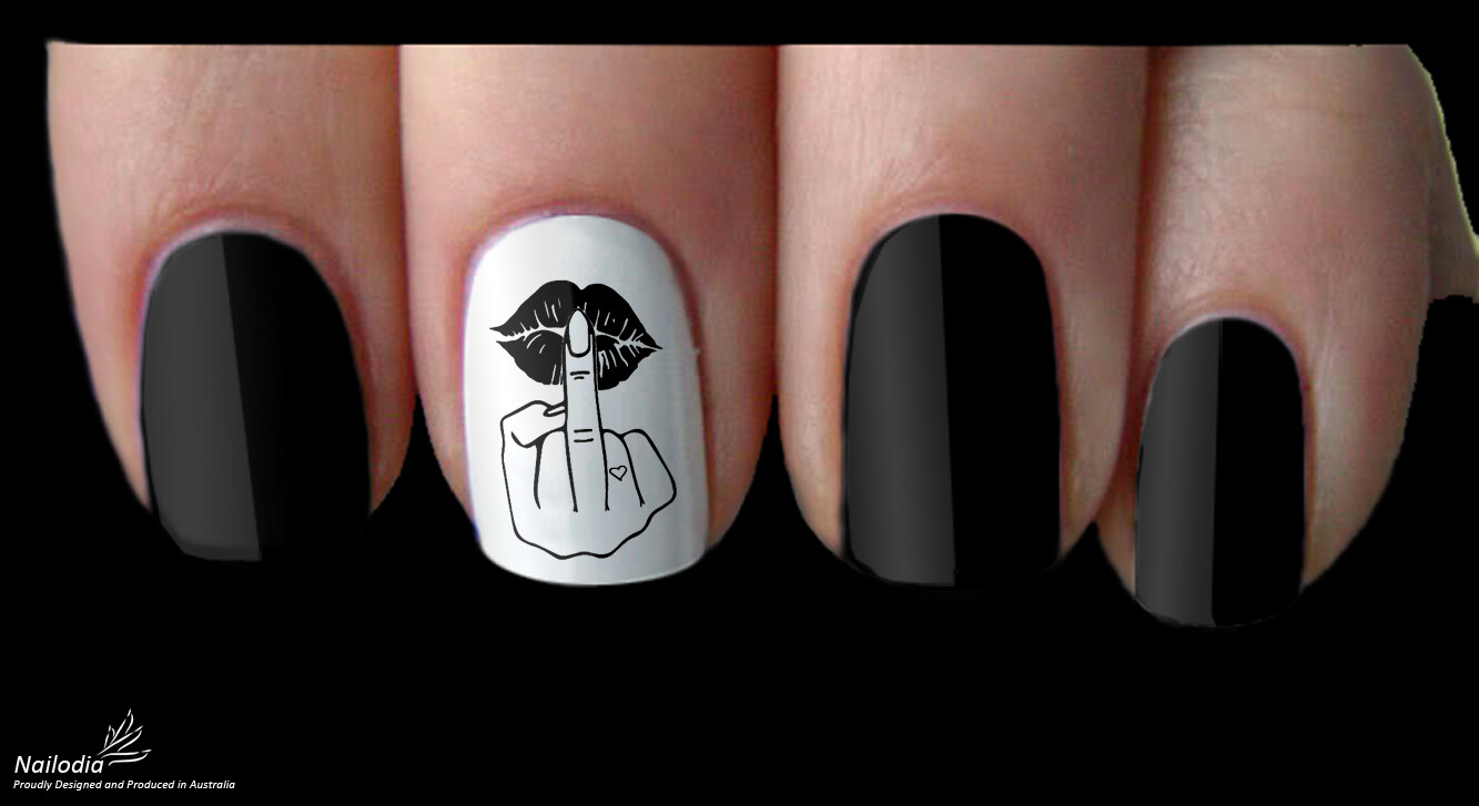 Middle Finger Nail Art Decal Sticker Water Transfer Slider
