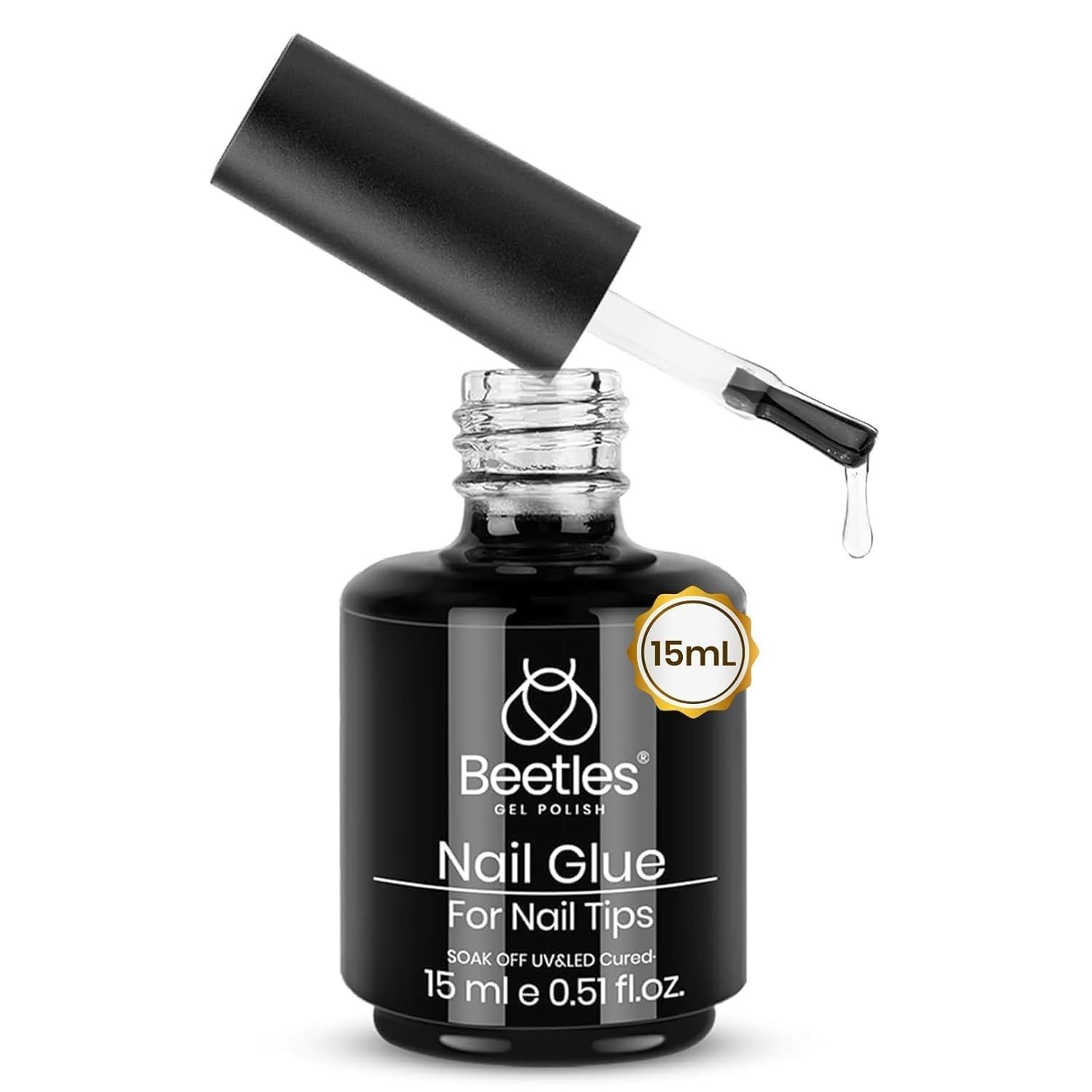 Beetles 9 in 1 Nail Glue Gel – Super Strong & Long-Lasting 28 Days, 0.5 Fl Oz
