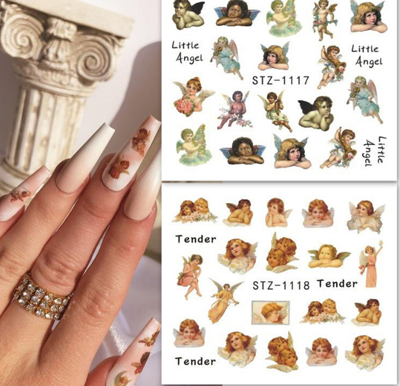 8 Sheets Nail Art Stickers Water Transfer Decals Mary Angel Christian Jesus NS19