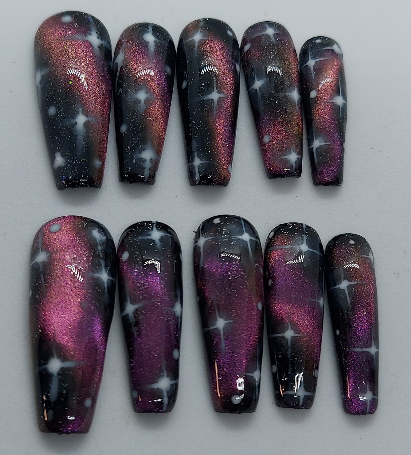 Black Galaxy Outer Space Stars Science Astronaut Moon Press on Nails Black Nails