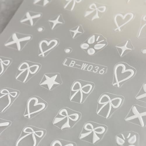 Heart Bow Nail Art Stickers Heart Bows Nail Decals Black White Red Pink Bow