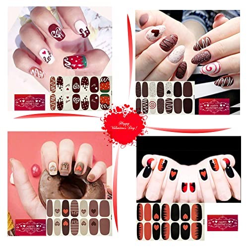 336 Pieces 24 Sheets Valentine’s Day Nail Wraps Self-Adhesive Nail Polish