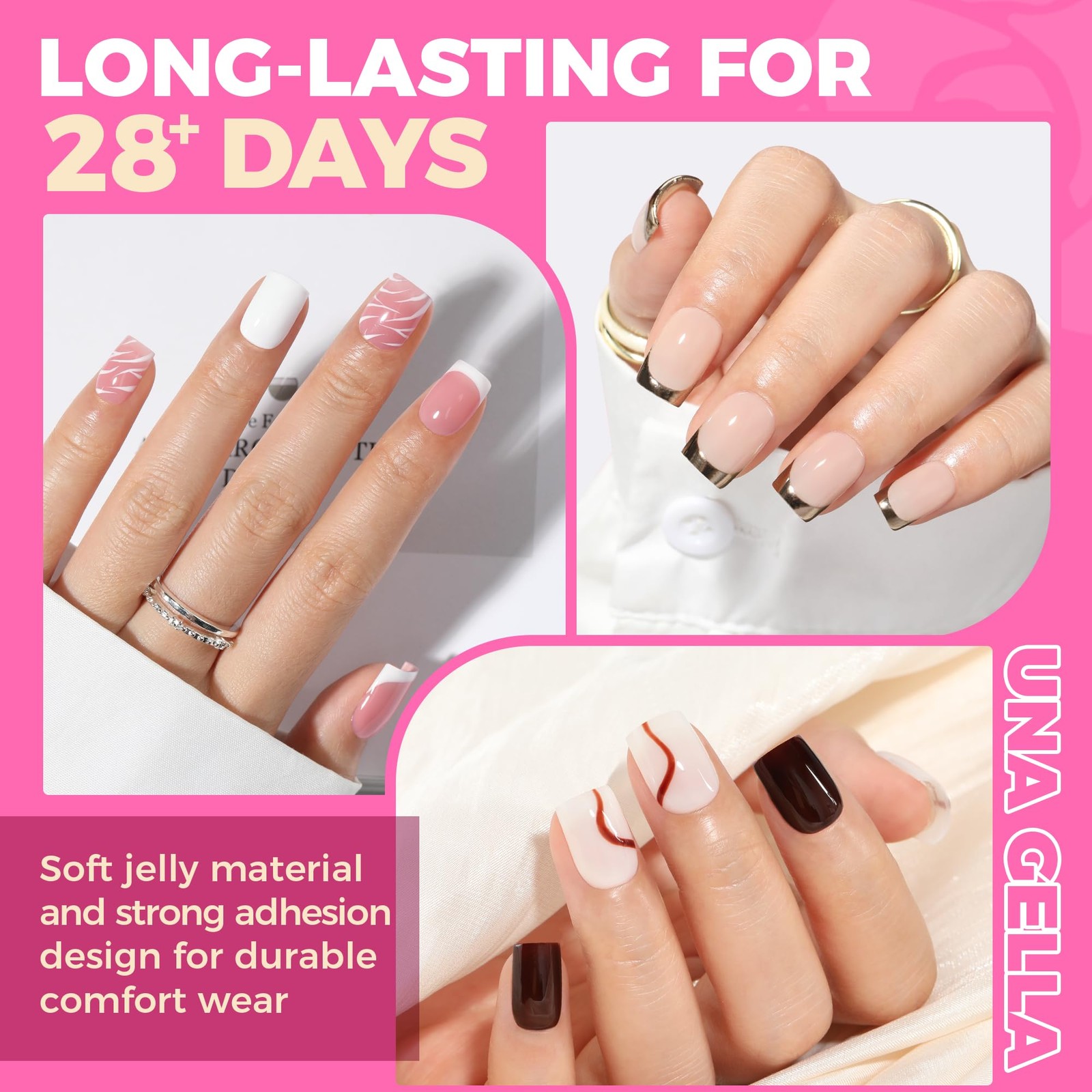 UNA GELLA Extra Short Nail Tips: 504pcs Square 1 Fl Oz (Pack of 1), Clear
