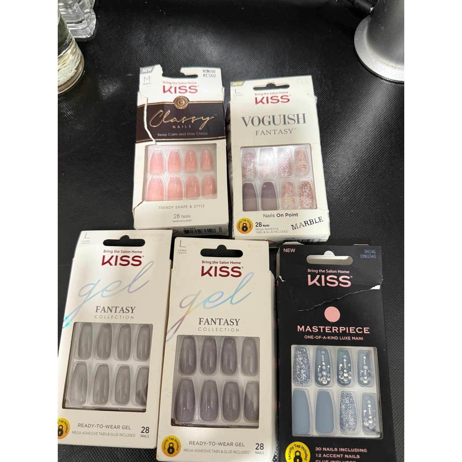KISS Classy, Vogish, Gel Fantasy, Masterpiece Press On Nails – 5 Pack