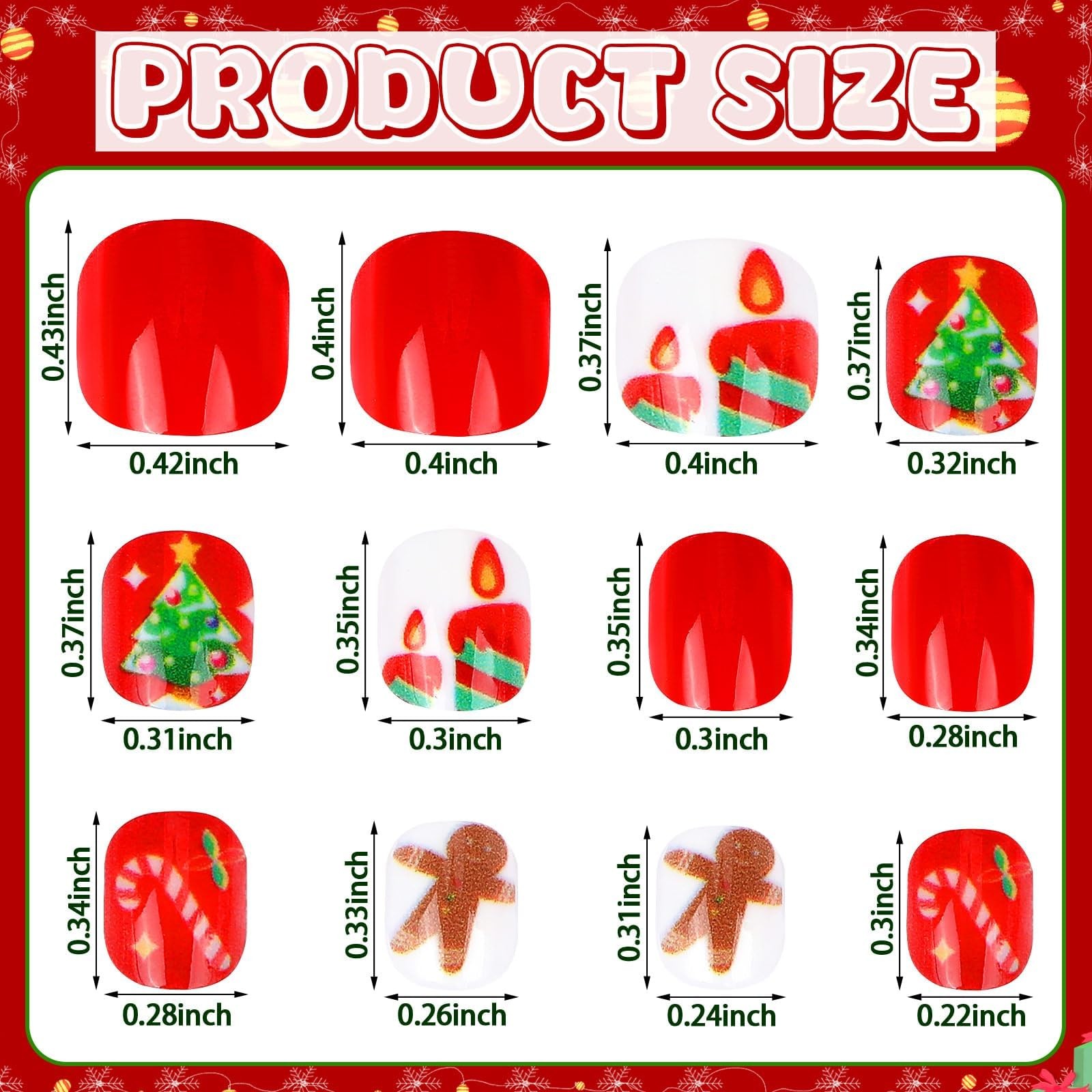 Fake Press on Nails for Kids, 108pcs Acrylic Full Cover False Press on Nails Gir