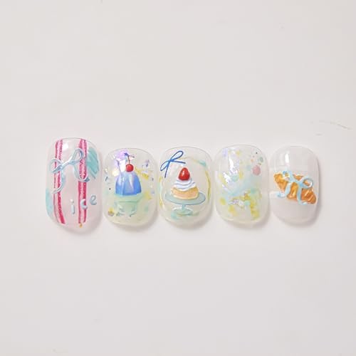 Summer Nail Art Stickers Decals Cherry Cake 5D Embossed Jelly Nail style8
