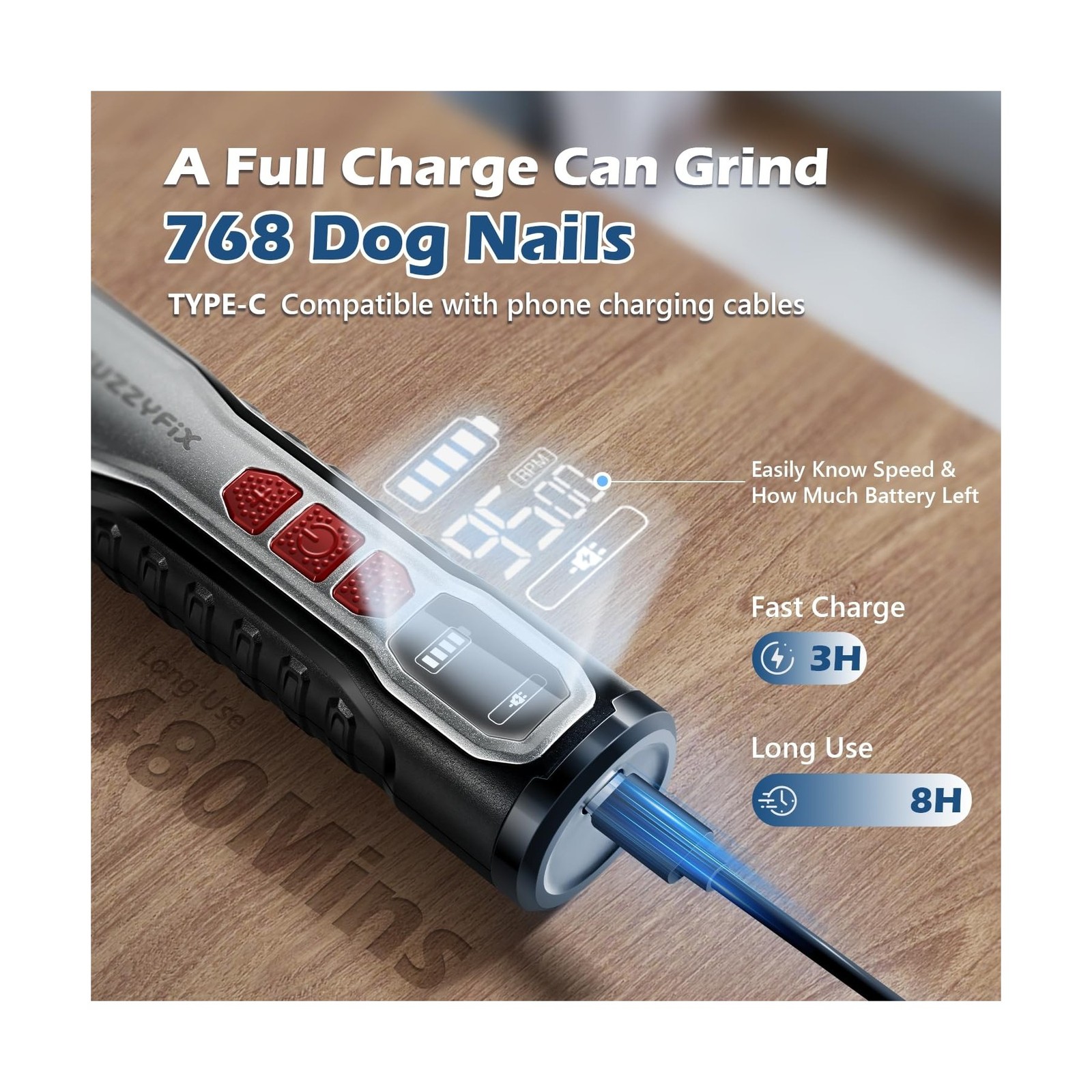 Dog Nail Grinder, Nail Clippers with LED Light, USB Rechargeabl… FAST USA SHIP