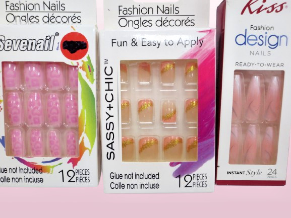 SASSY+CHIC & KISS FASHION DESIGN NAILS PRESS-ON FAKE NAILS 3PACKS BOXED