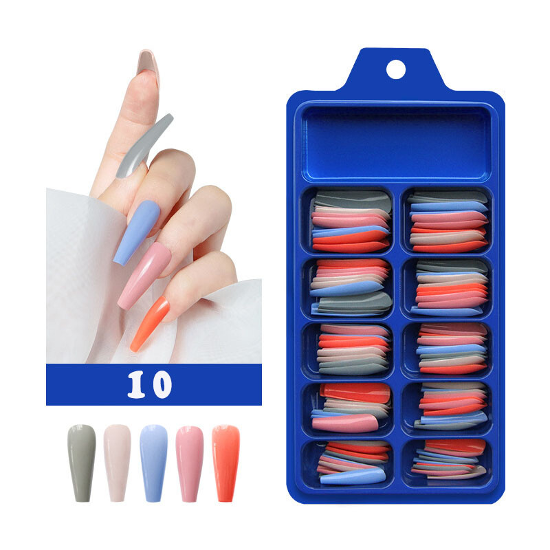 100PCS False Nails Art Tips Long Artificial Fake Stick On Full Cover Reusable