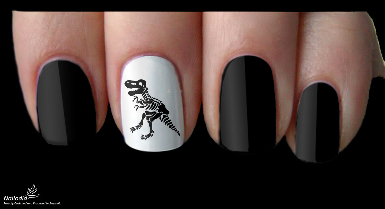 Dinosaur T-Rex Skeleton Nail Art Decal Sticker Water Transfer Slider – Jurassic