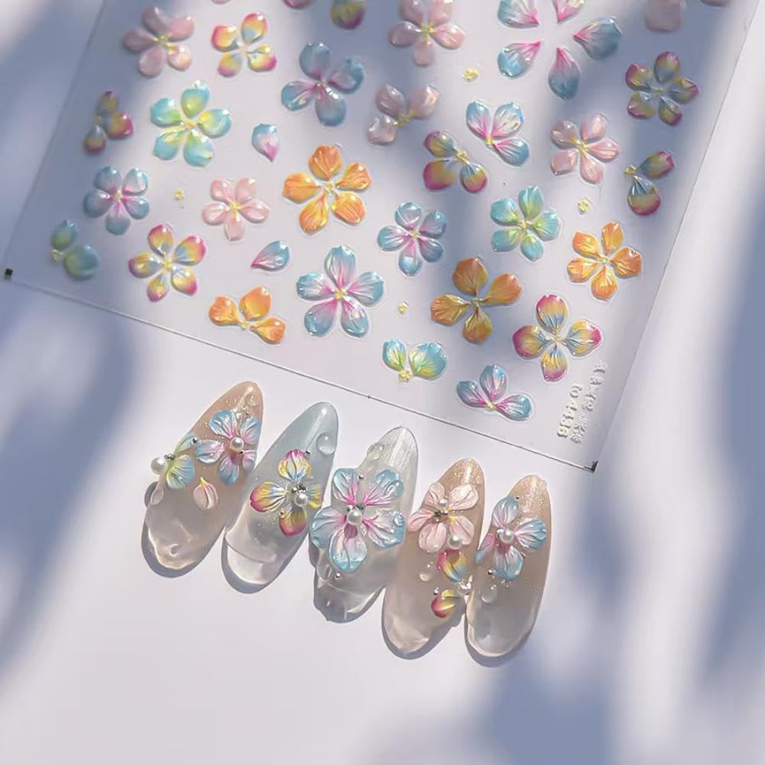 Flower Nail Stickers for Nail Art Colorful Spring Summer Floral Nail Decals 5…
