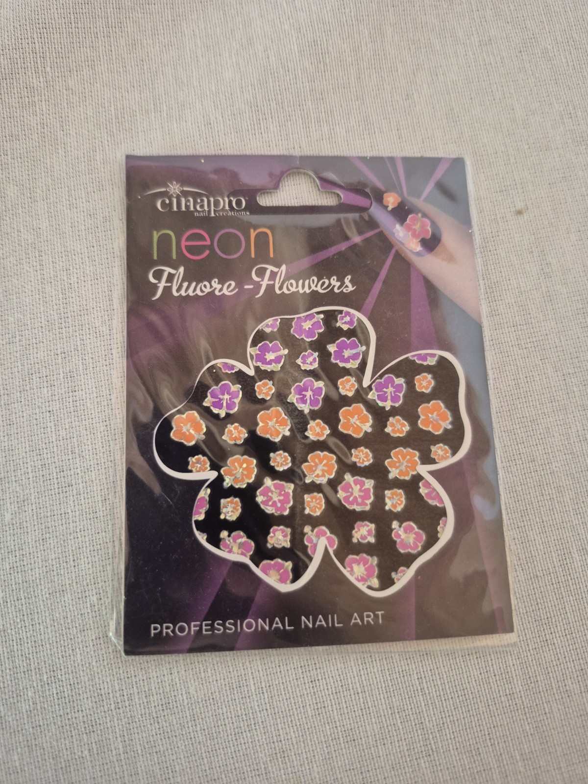 VINTAGE Y2K DEADSTOCK Neon Flower Tropical Nail Art Stickers Hibiscus Cinapro