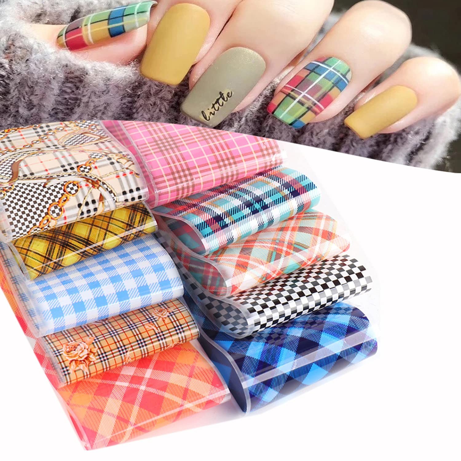 Striped Lattice Nail Art Foils Nails Foil Transfer Stickers Decals Adhesive H…