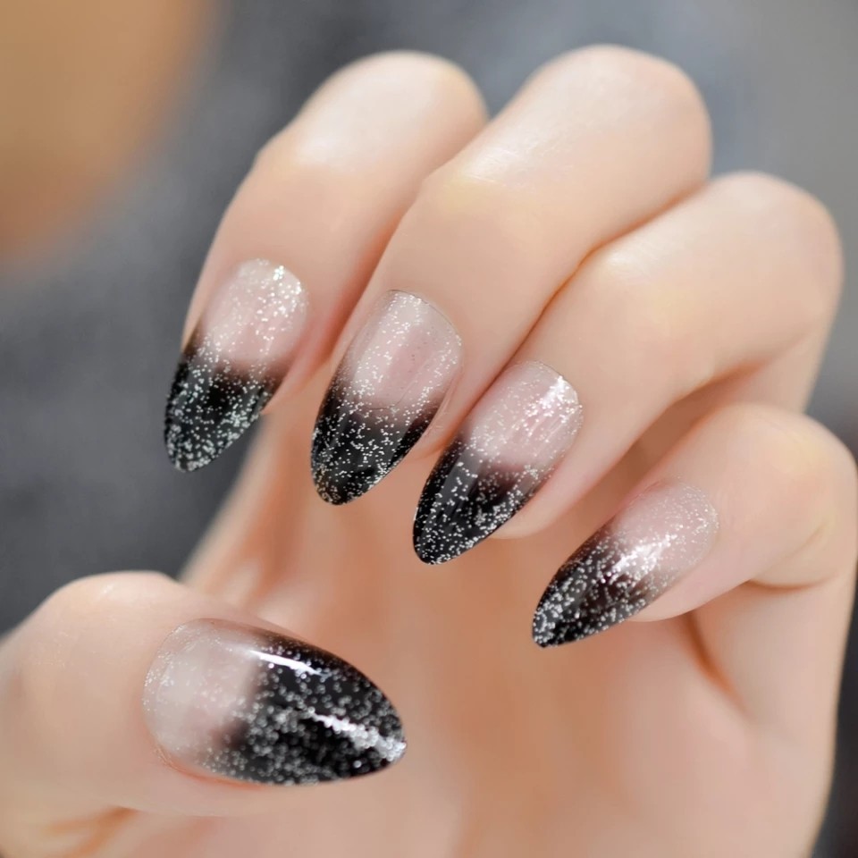 24 Medium Press on Nails kit glue on matte maroon square dark pink chrome