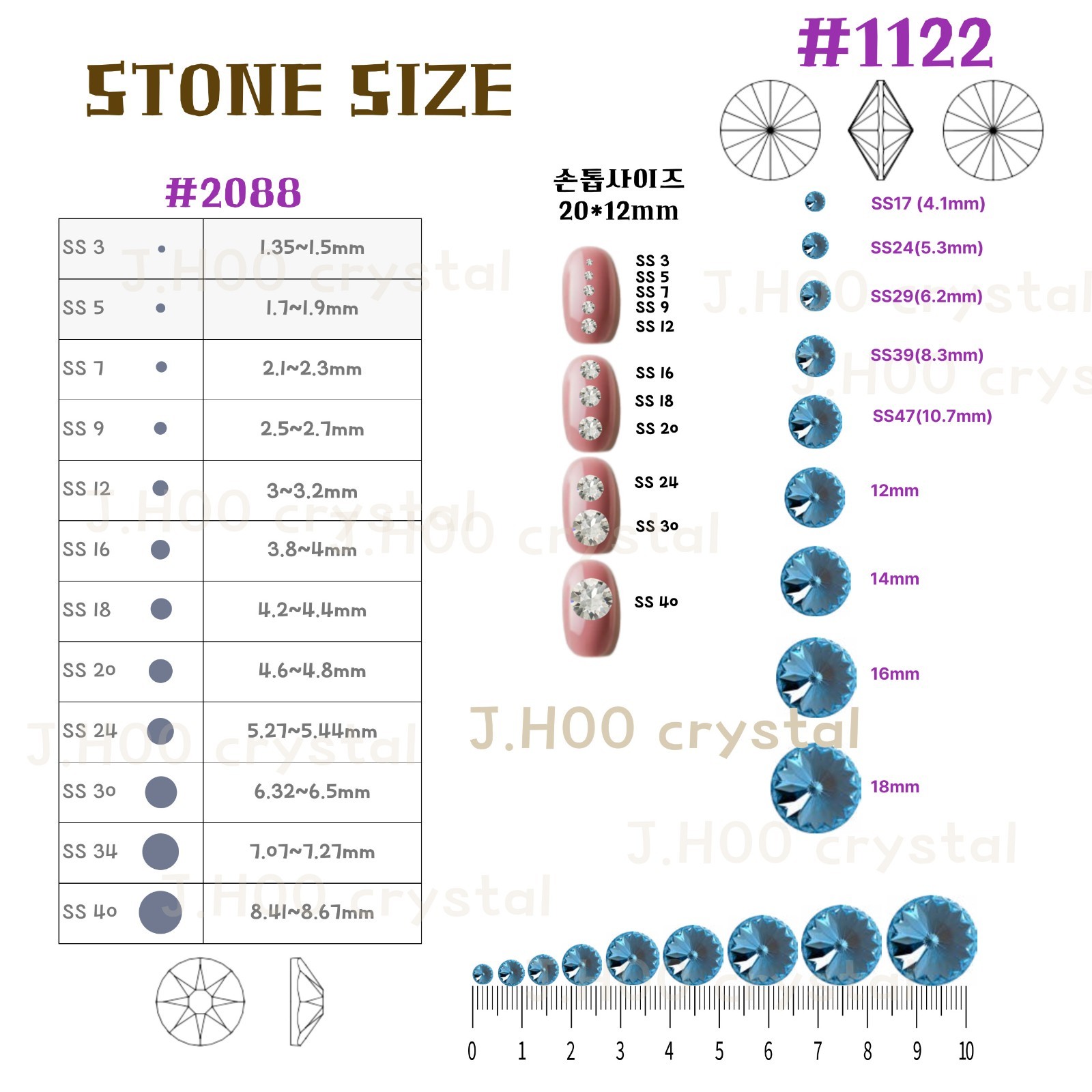 Swarovski 1122 Rivoli Round Stone SS47 10.7mm Pointed Back Crystal 2pcs