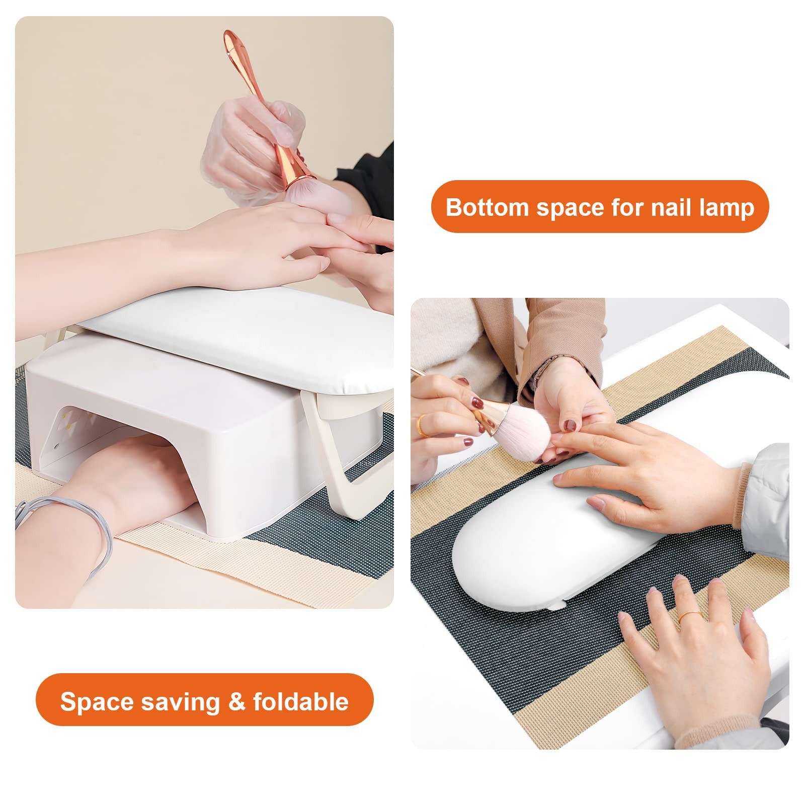 Nail Arm Rest, Foldable PU Leather Nail Hand Rest For Manicure, with Soft Nai…