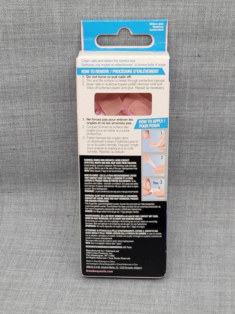 Kiss Broadway Fashion Express 24 Nails Medium Purple Pink White French Manicure