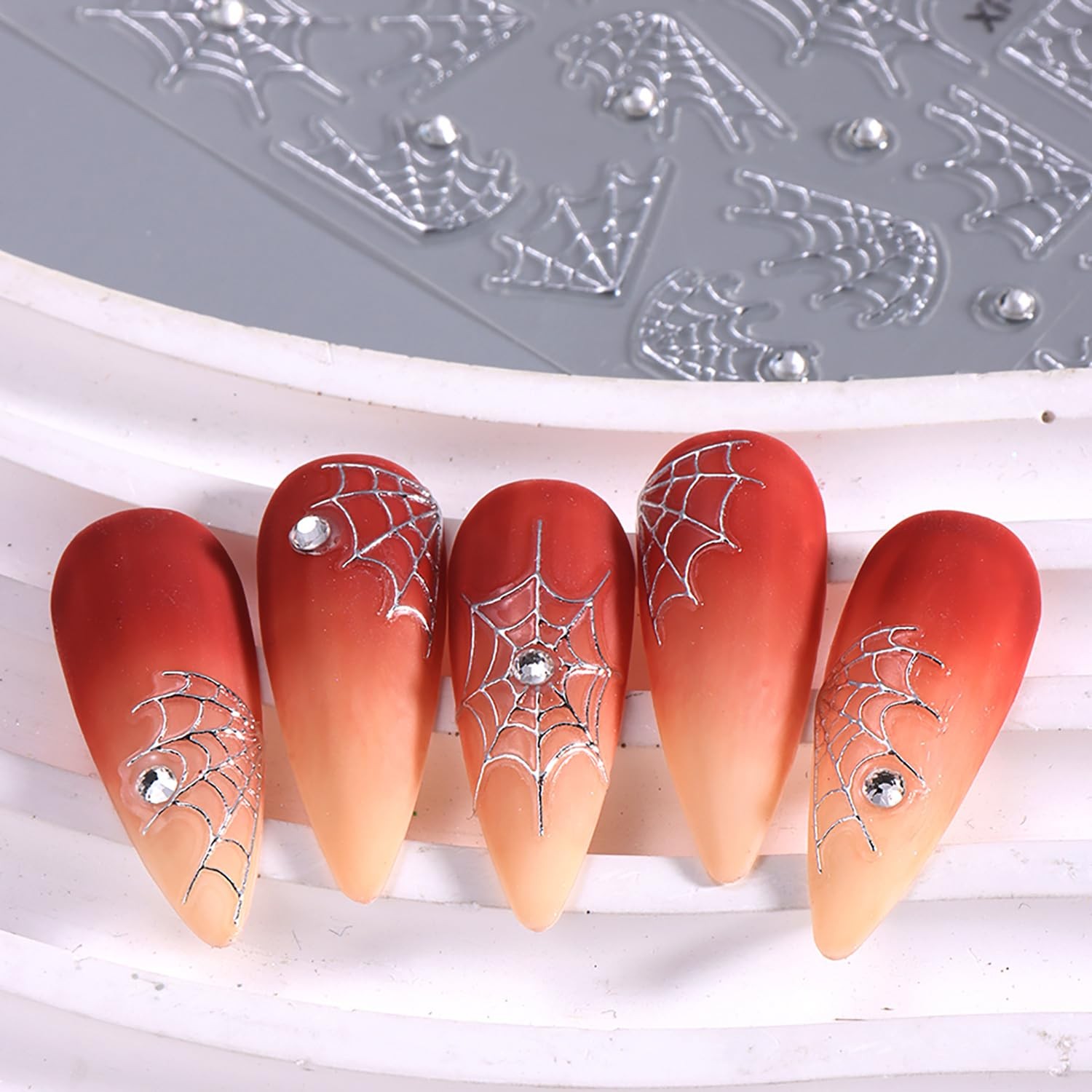 6 Halloween Nail Decals Stickers -Adhesive DIY Nail Art Tips Stencil for Hall…
