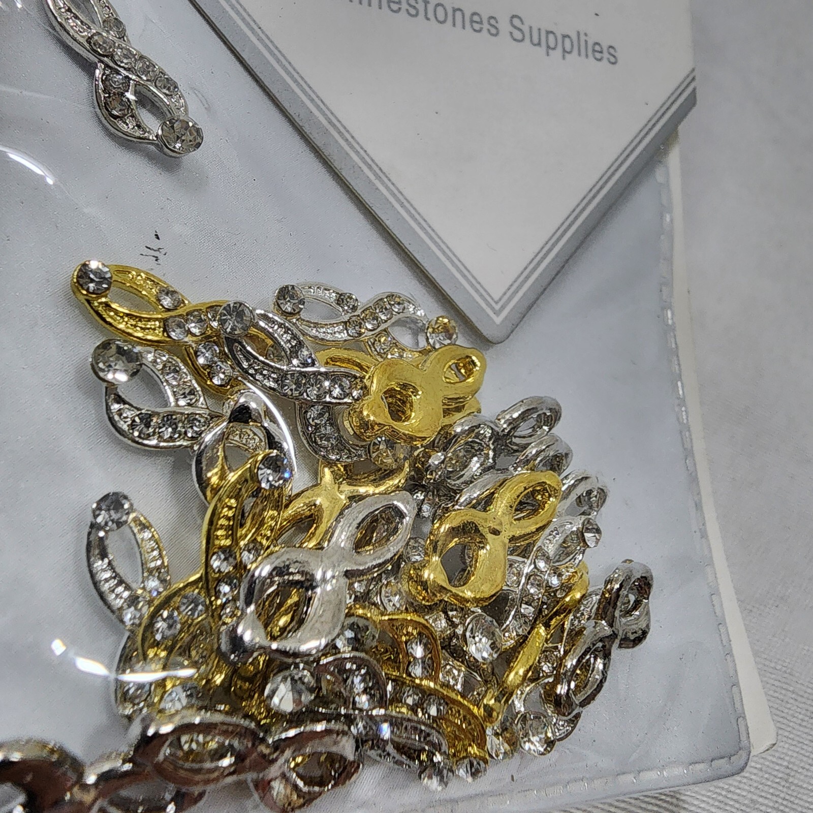 TEEKME 30 PCS Gold Silver 3D Rhinestone Jewels Charms for Nail Art Decoration