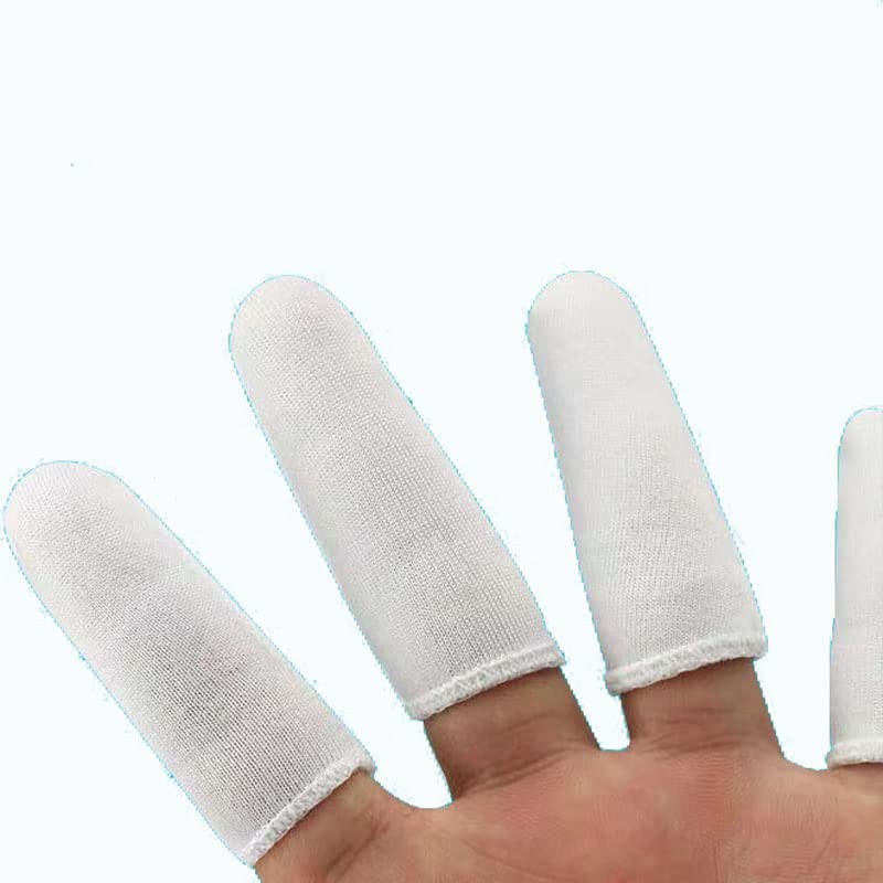 200 Pieces Cotton Finger Cots, Cloth Finger Sleeves with Elastic Rings, Toe Slee