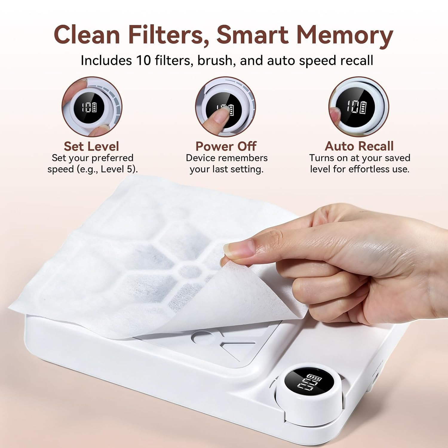 Compact Rechargeable Nail Dust Collector – 5500RPM Dust Collector Nail Tech ERYN