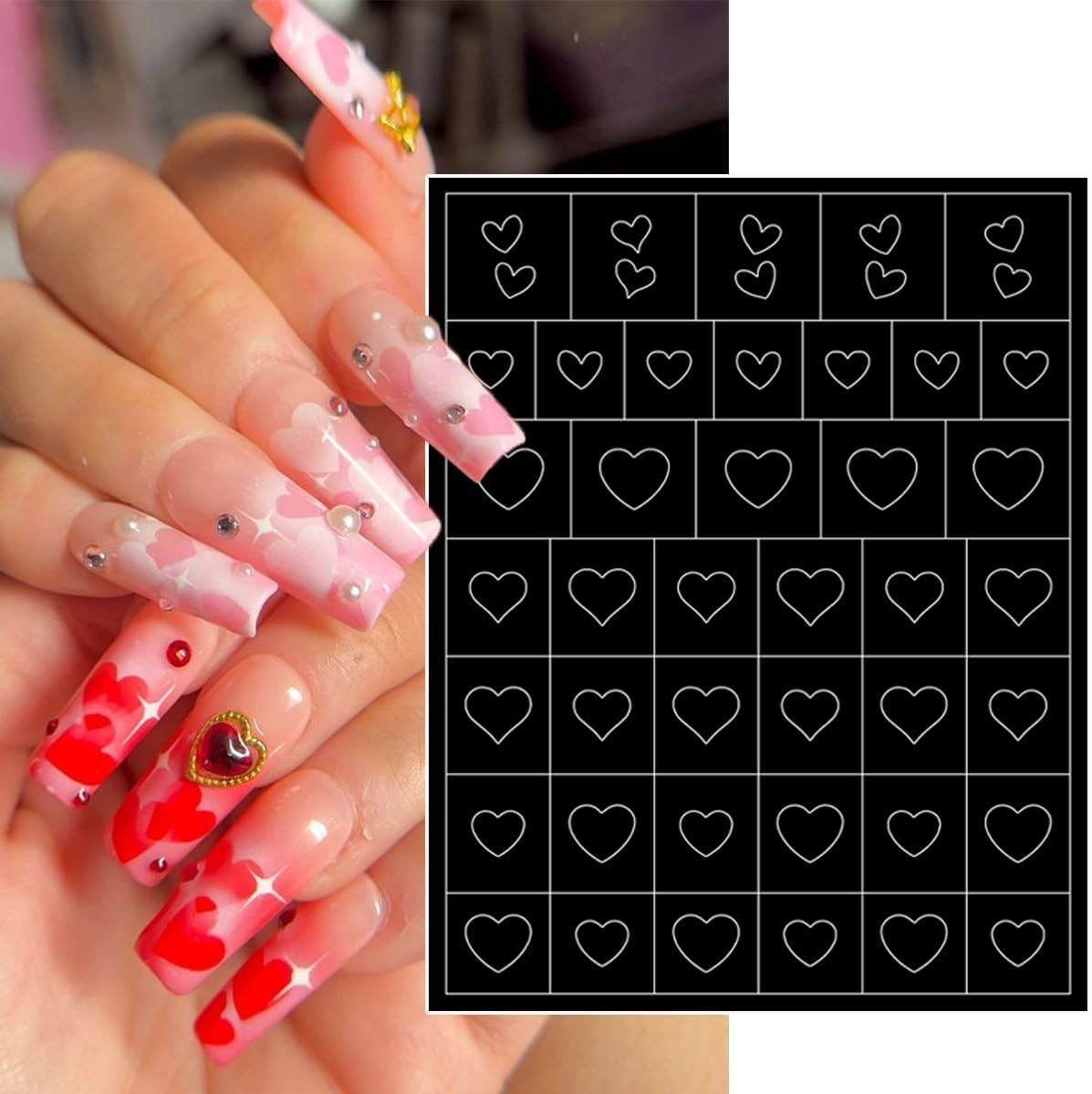 6 Pcs Airbrush Nail Stencil Set with Flower & Pattern Designs