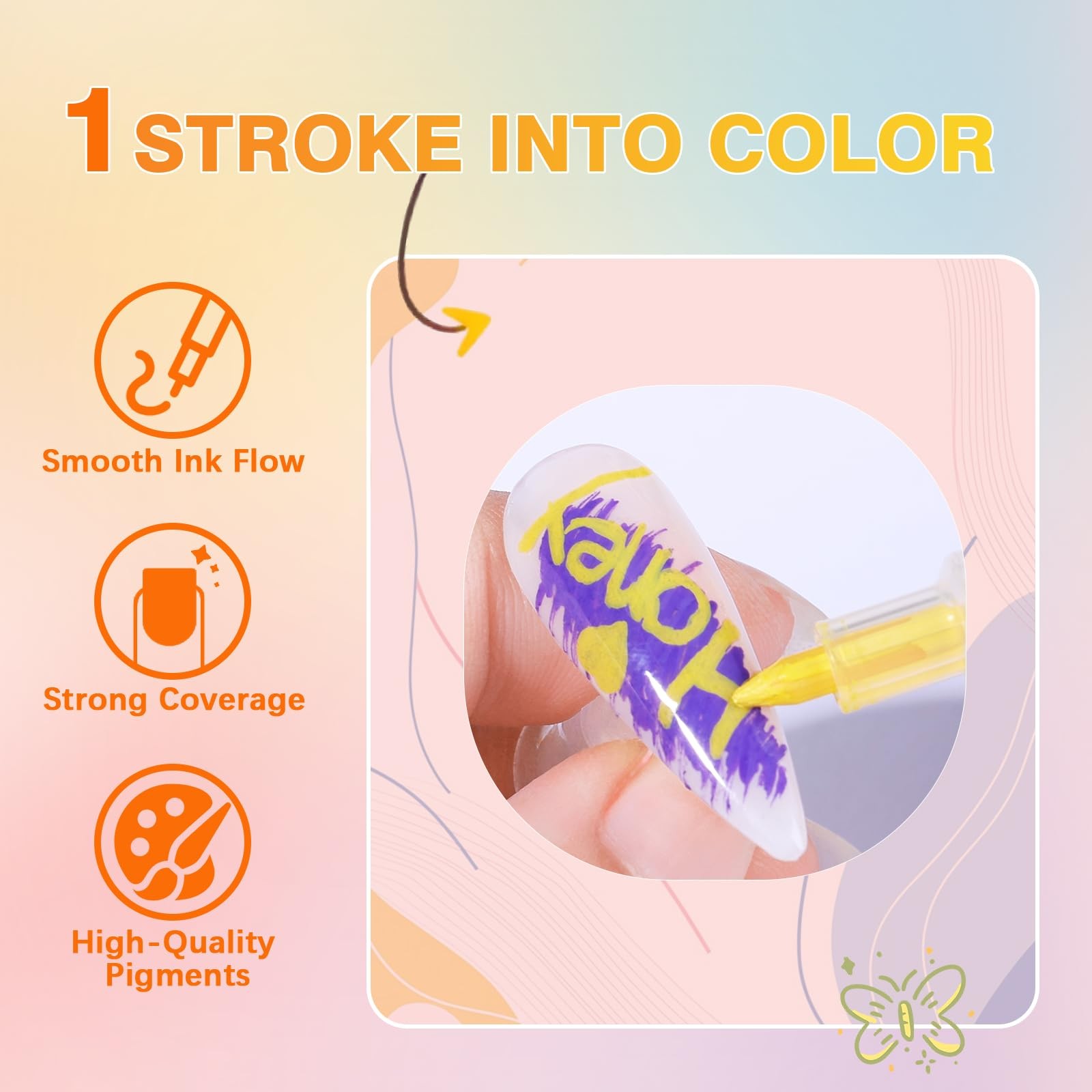 Nail Art Pens Set Fine Tips: 12 Colors 3D Nail Polish Acrylic Pens 0.7MM