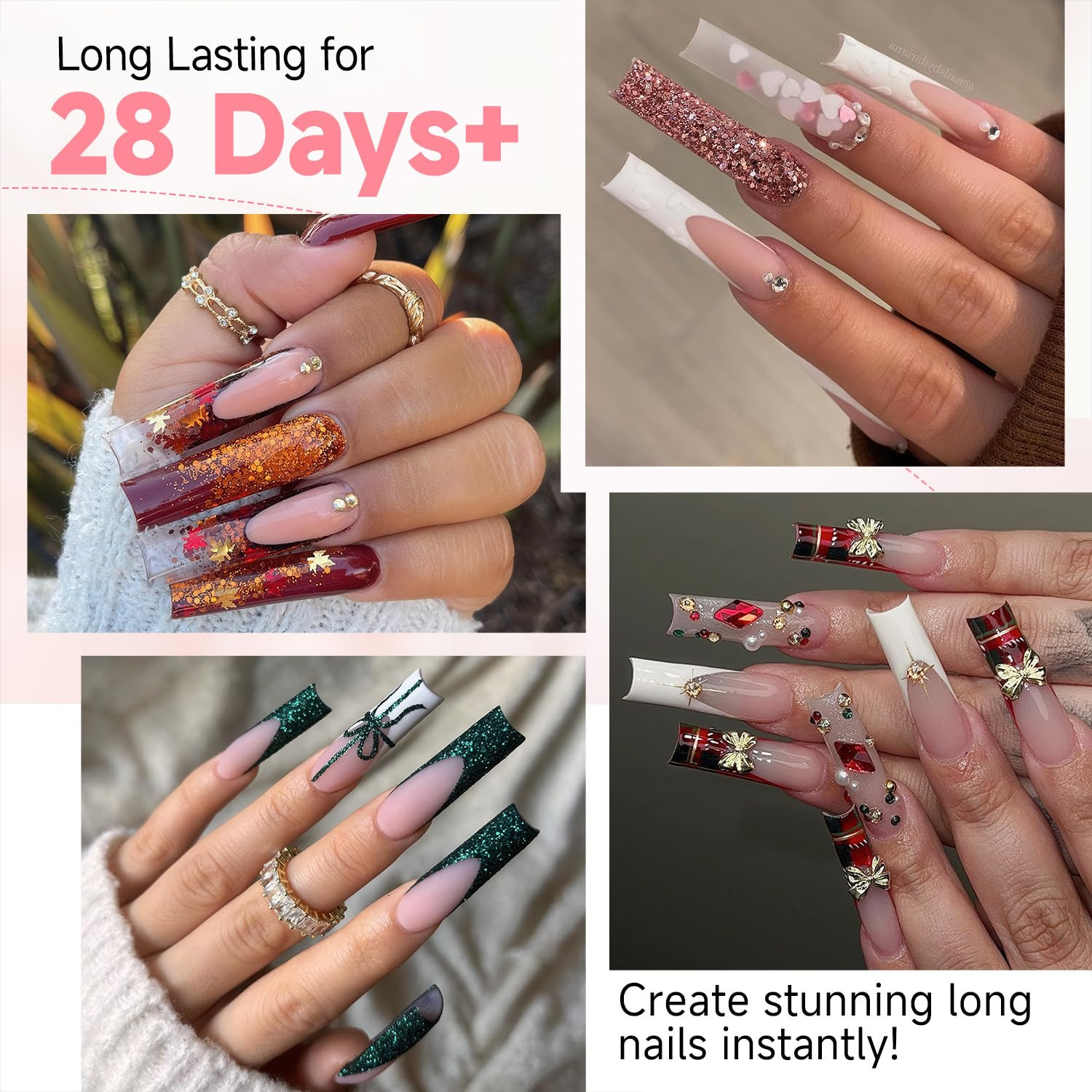 Nail Tips Square Fake Gel Nails Tips 120 PCS No C Curve XXL Extra Long Full C…
