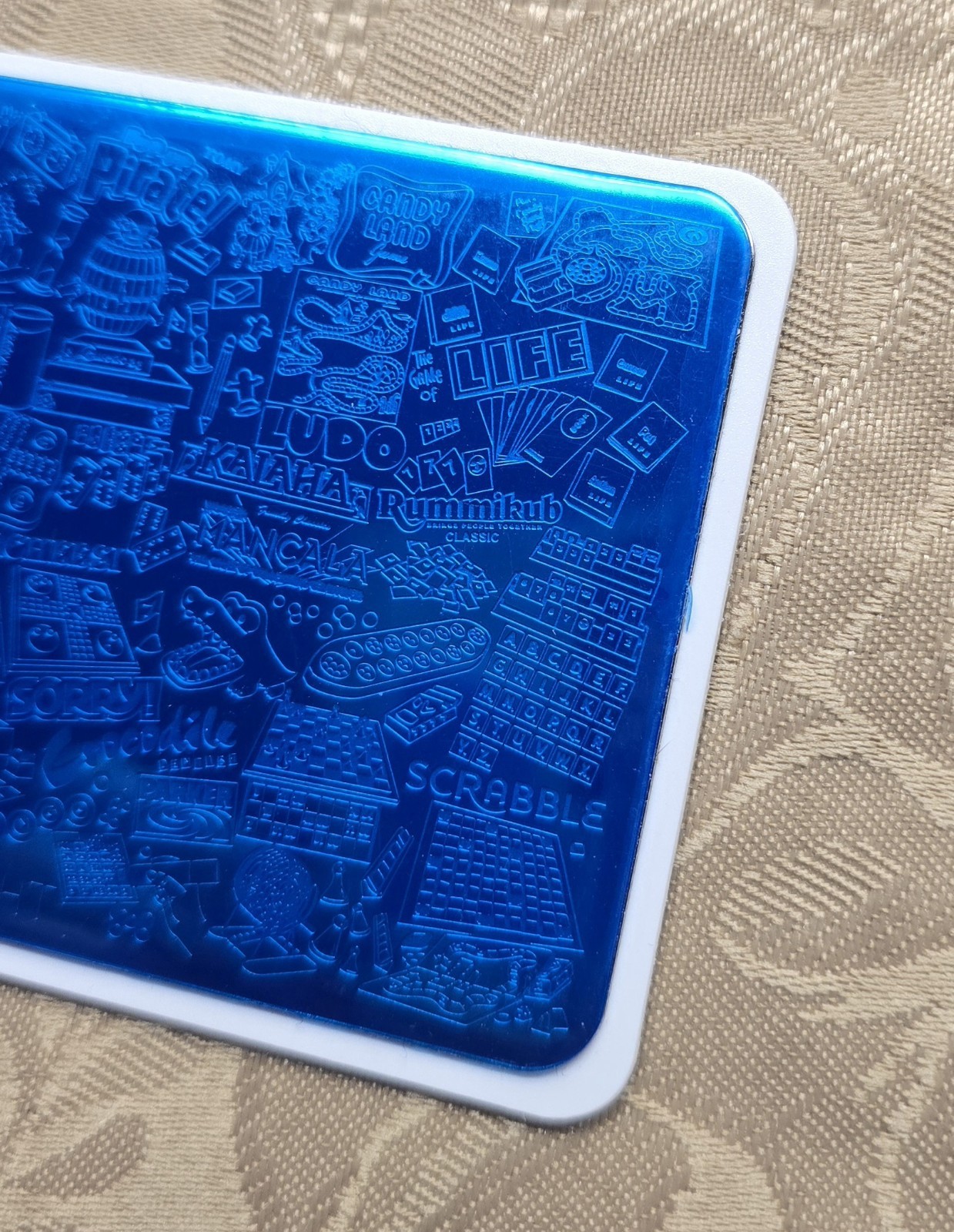 HTF Manitude Game Night Nail Stamp Plate Monopoly Life Clue Uno Jenga Rummikub