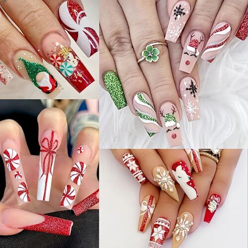 8 Sheets New Year Nail Stickers 3D Self-Adhesive Gingerbread Man snowmen