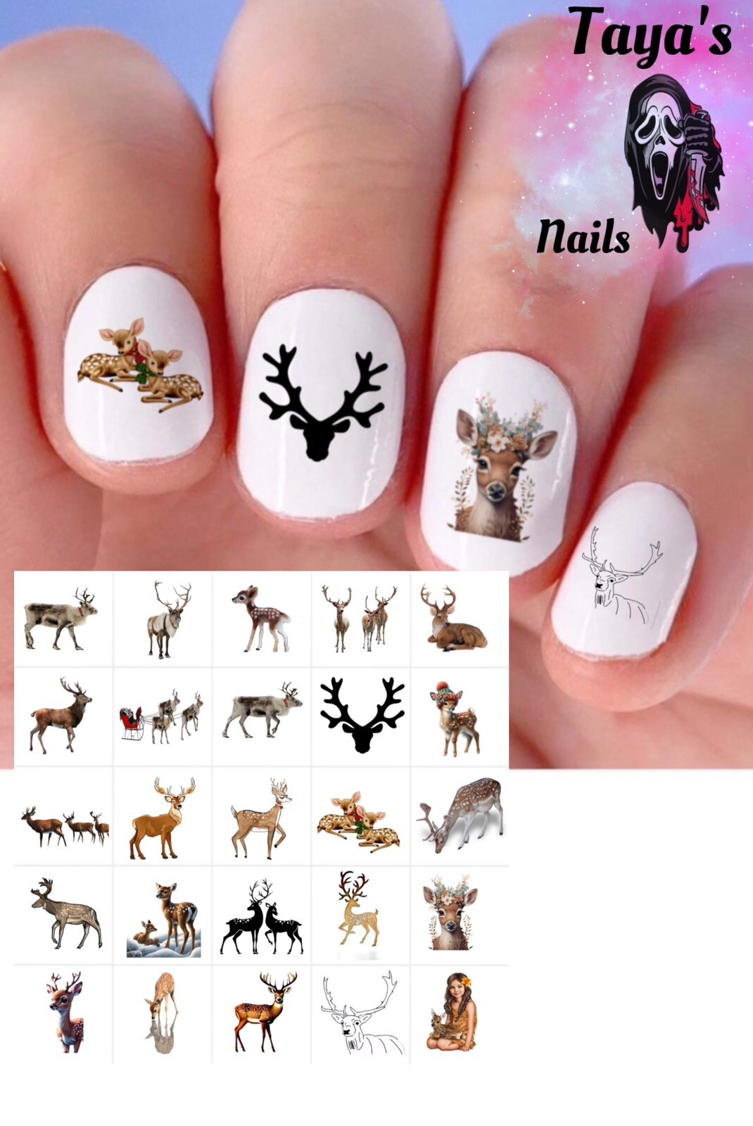 Rain deer Waterslide Nail Art Decals Set Of 50, Instructions Bonus