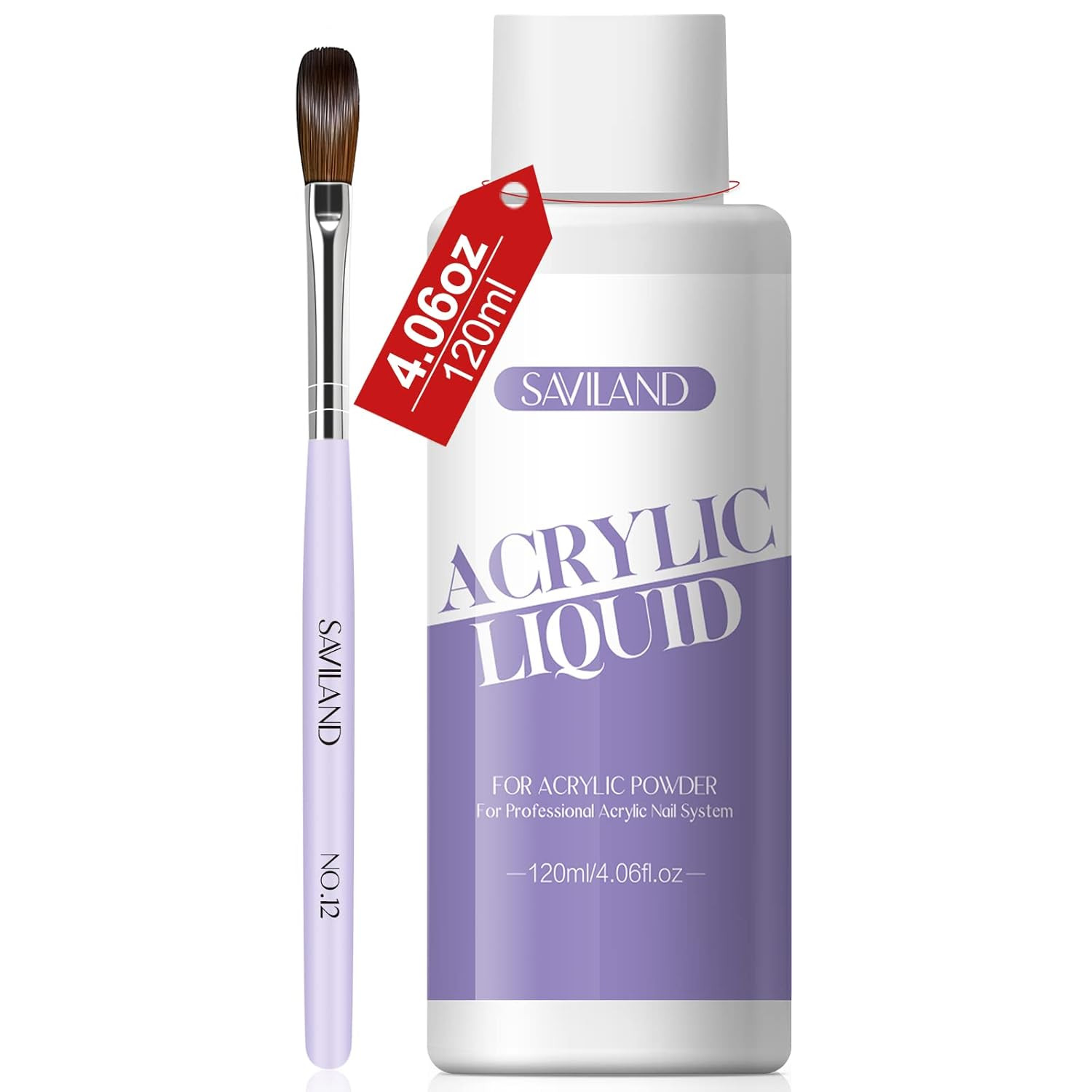 Monomer Acrylic Nail Liquid: 4 Oz Acrylic Liquid Monomer with #12 Acrylic Nail B