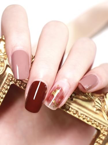 20 Tips Pink Marble Design Semi-Cured Real Gel Nail Polish KIT8 Marble Design
