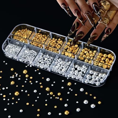 8 Boxes 3D Nail Charms and Gems Bulk Cute Charms for Nails Design Kit Bling Crys