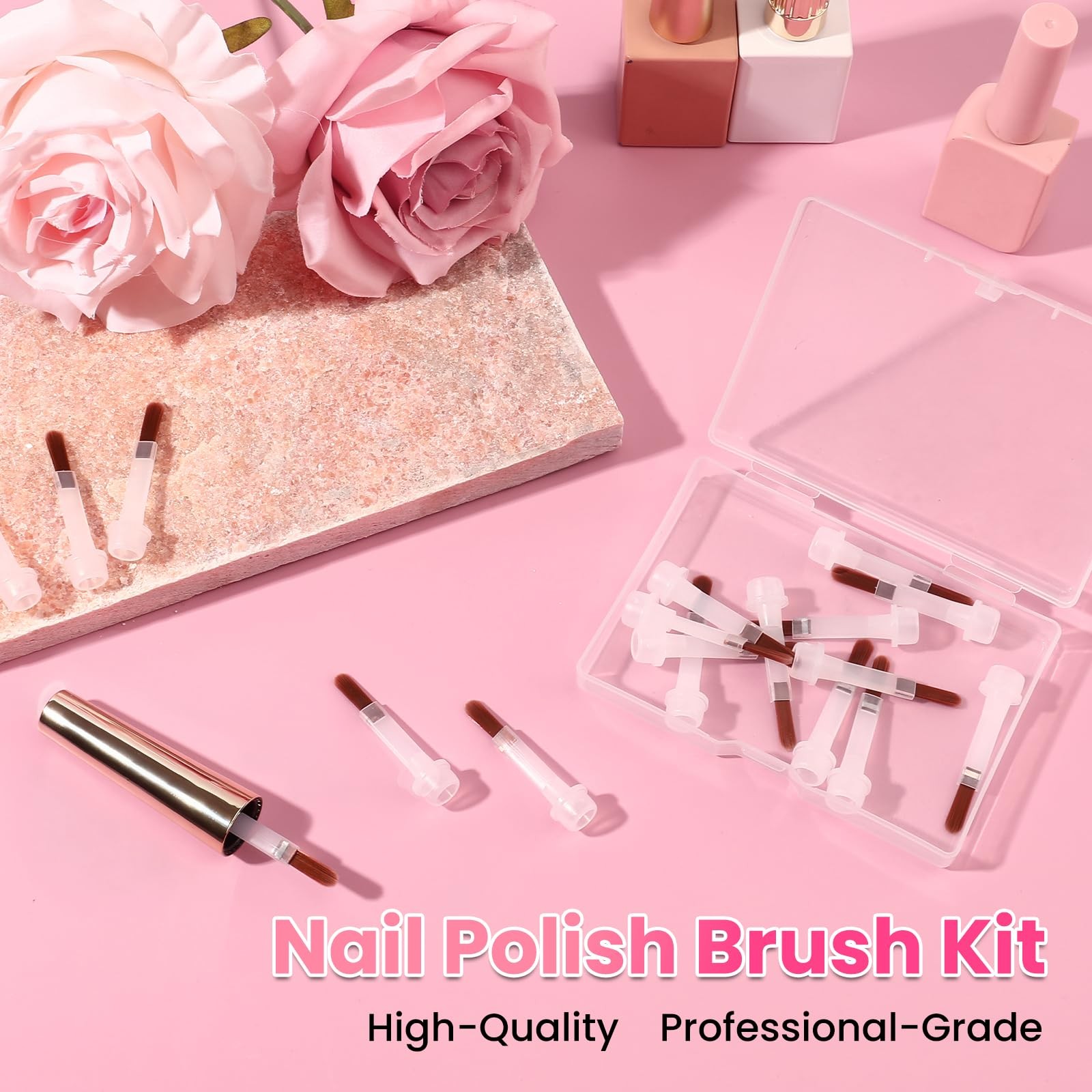 Nail Polish Brush Set, 20-Pack Professional Replacement Brush Heads with Synt…